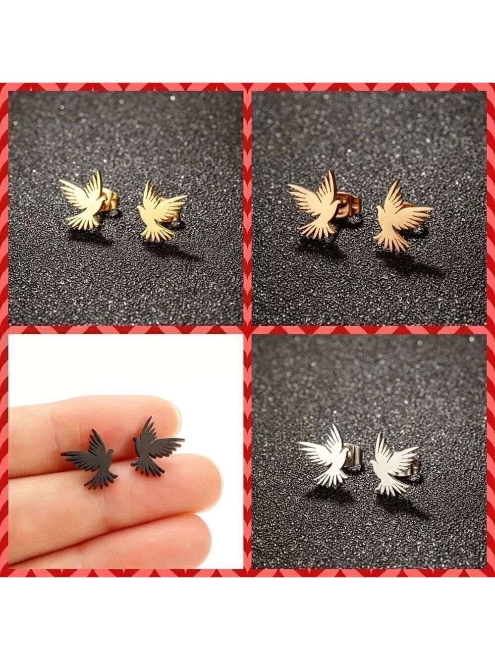 Dove of Peace Stainless Steel Stud Small Earrings #1145
